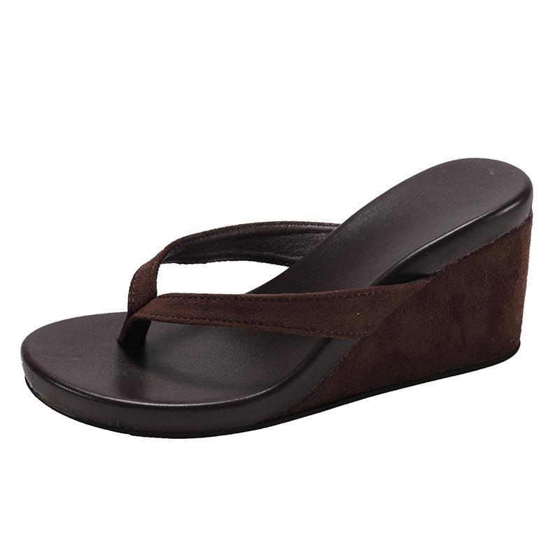 Fashion Female Shoes Slippers Casual On A Wedge Low Slides Rubber Flip Flops 2025 Luxury Hawaiian Rome PU Fabric Hoof Heels Low On A Wed