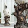 Resin Parrot Figurine Lifelike Statue with Tree Stump Base Compact