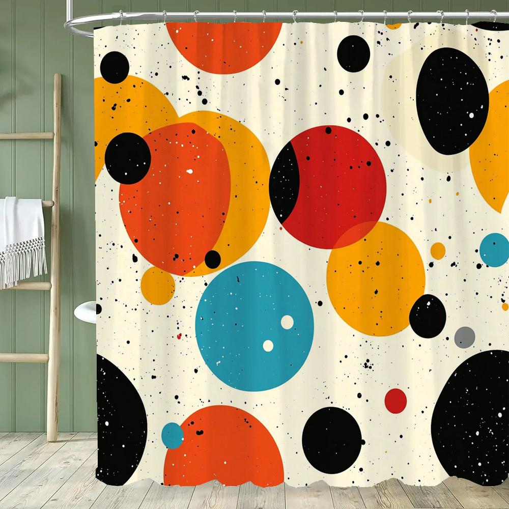 Modern Minimalist Geometrical Pattern Shower Curtain,Polyester Fabric Washable Bathroom Curtains,Home Decoration With Hooks