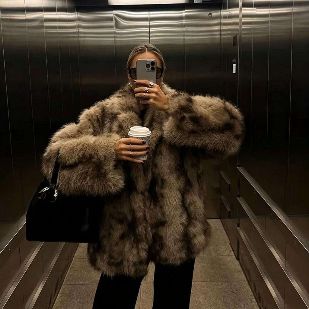 Winter clothing new temperament medium and long imitation fox fur fashion loose and thin thickened fur coat coat women