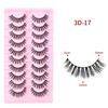 Ten Pairs of 3D Synthetic Fiber False Eyelashes: Bold European and American Style with Thick, Curled Volume