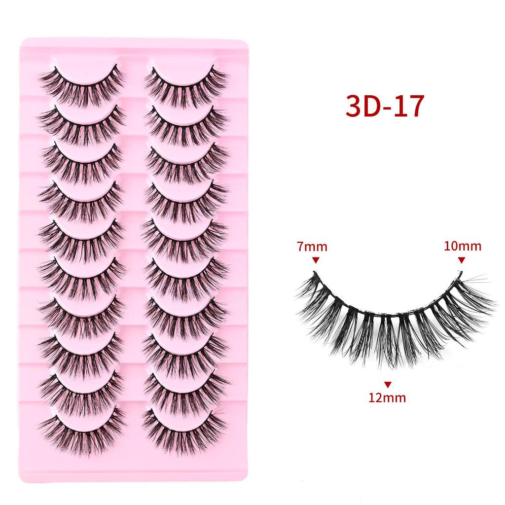 Ten Pairs of 3D Synthetic Fiber False Eyelashes: Bold European and American Style with Thick, Curled Volume