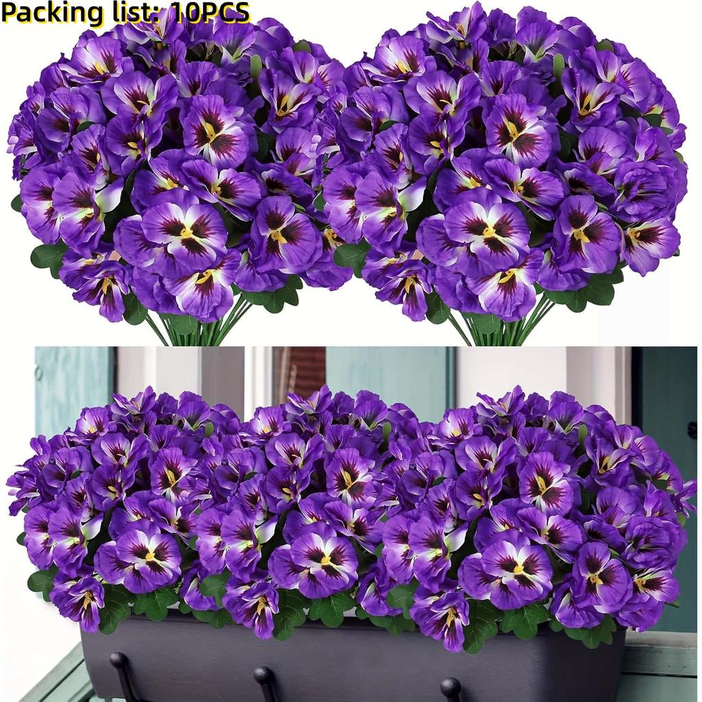 10pcs Artificial Triangular Pansies - Vibrant Mixed Colors Outdoor/Indoor Realistic  artificial flowers - Festive Flower decor