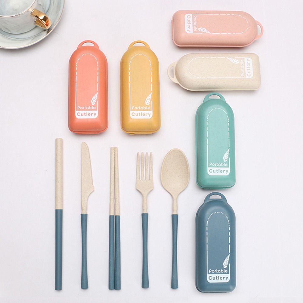 Camping Outdoor Tableware Knives Fork Spoon Chopsticks Straw Set Cutlery Set Dinnerware Set