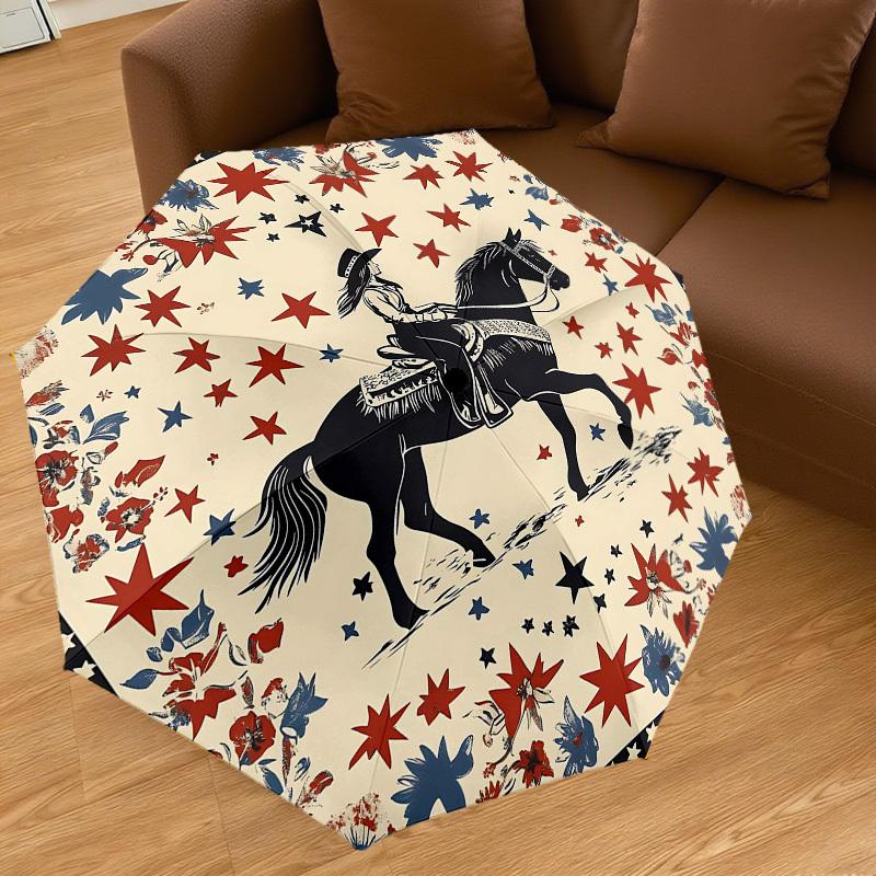 1PC Cowgirl Horse Umbrella-8-Rib Reinforced Portable Folding Travel Suitable for All Seasons Outdoor Daily Use Is an Ideal Choice  -K0335