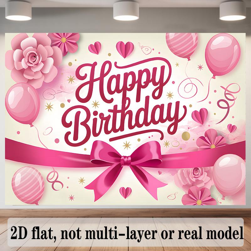 Party Backdrop Pink Flat Roses Bows Balloons Event Backdrop Decoration Birthday Party Decor