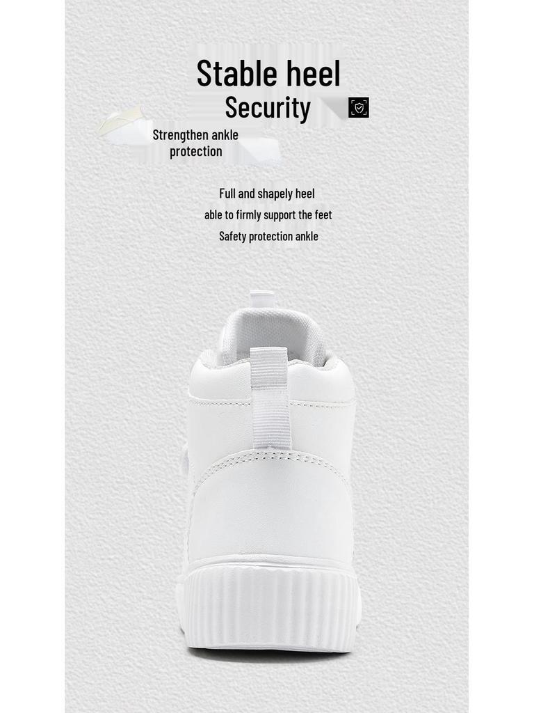 Rutschfeste High-Top Canvas-Sneaker für Kinder - Weiße Lederoberfläche für Herbst/Winter, Lässige und Sport-Laufschuhe.