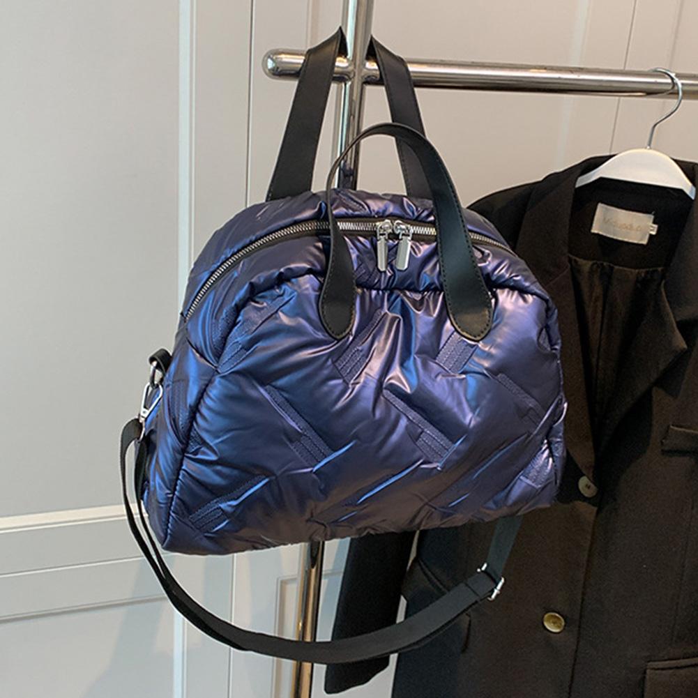Borsa a tracolla gonfia da donna, grande capacità, borsa imbottita solida, versatile, casual, tracolla regolabile, borsa per la spesa invernale