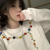 Unisex Floral Print Long Sleeve Cotton Tee for Spring & Autumn