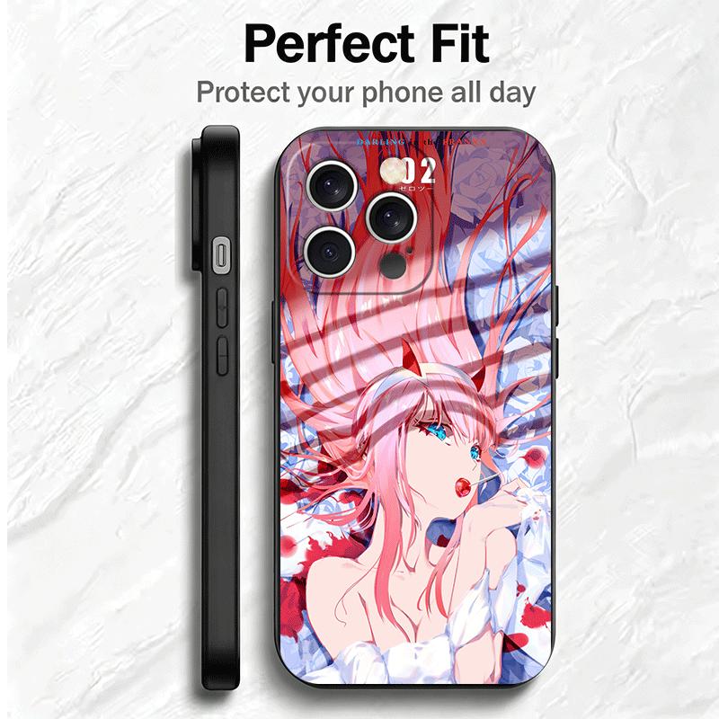 Darling Zero Two 02 Anime Soft Phone Case for iPhone 16 16E 17 Air 15 Pro Max 14 Plus 13 Mini 11 12 7 Black Cover Back Shell