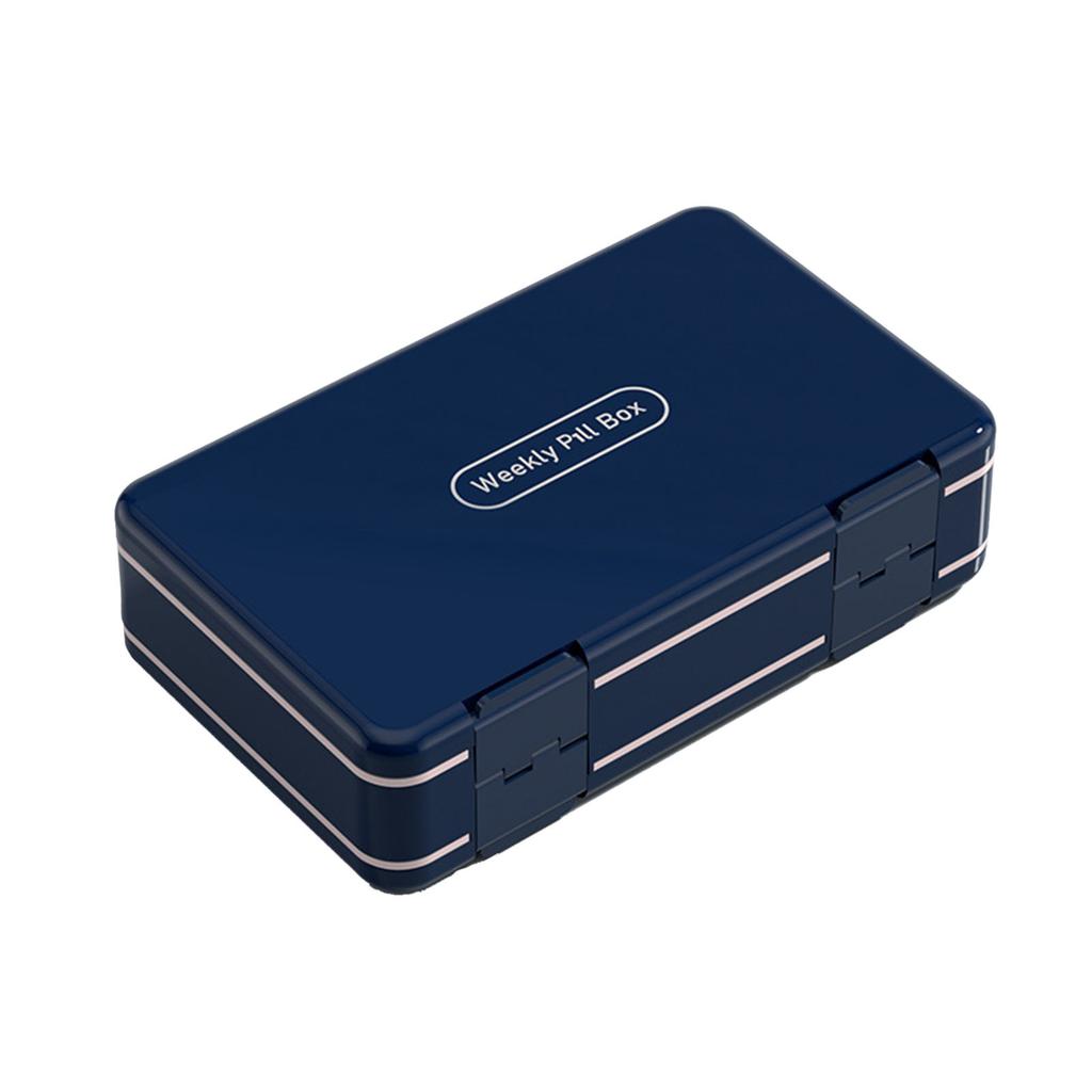 Weekly Medicine Organizer Plastic Large Capacity Portable 7 Day Medicine Case for Home Travel Blue