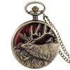 Bronzene Taschenuhr mit Kranich-/Elch-/Elefanten-Tierquarz, rundes Zifferblatt, Taschenhalskette, Anhänger, Pulloverkette, Taschenuhr für Männer und Frauen