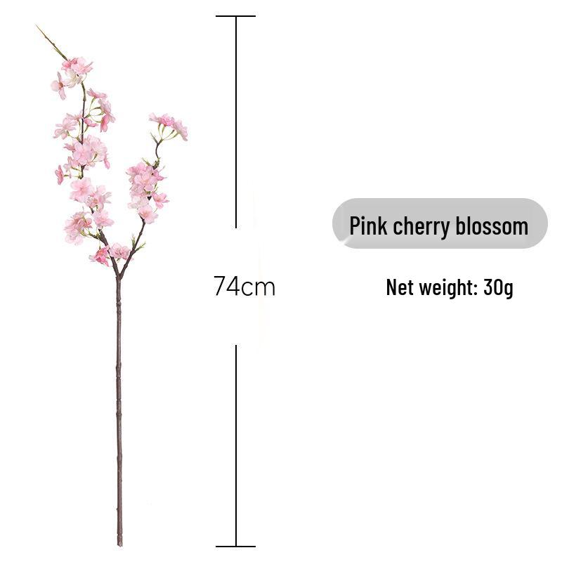 Premium Artificial Cherry Blossom Branch - Realistic Two-Forked Floral Ornament for Indoor Decor and Hotel Reception