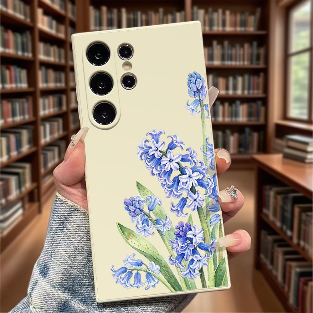 Blue Hyacinth Watercolor Slim Fit Phone Case Anti Scratch Drop Protection For Samsung Galaxy S26 S25 S24 Ultra FE A Series