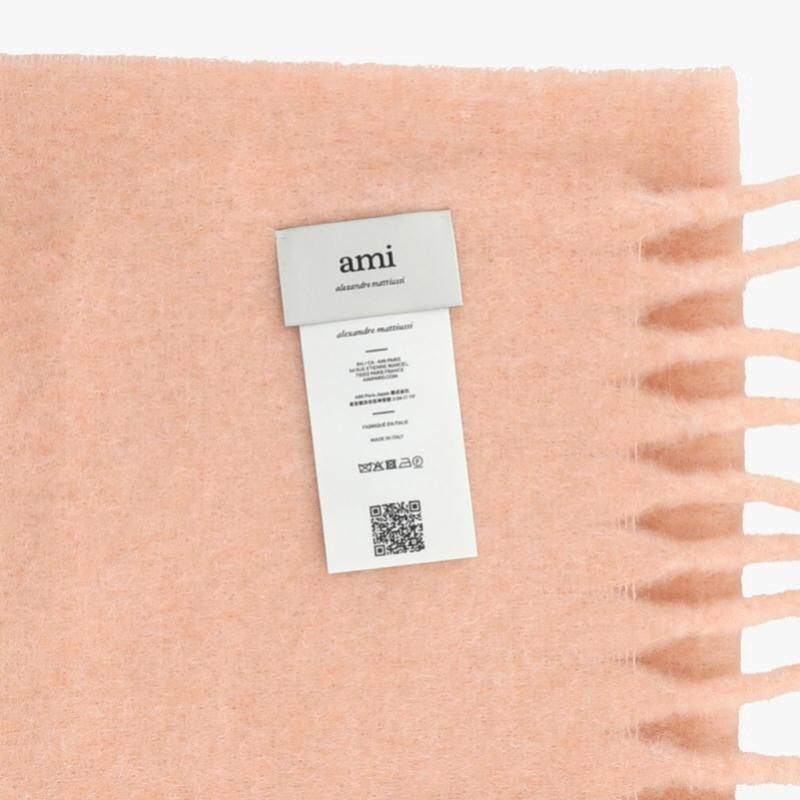 Ami Heart Logo Fringe Muffler Aw0004 680