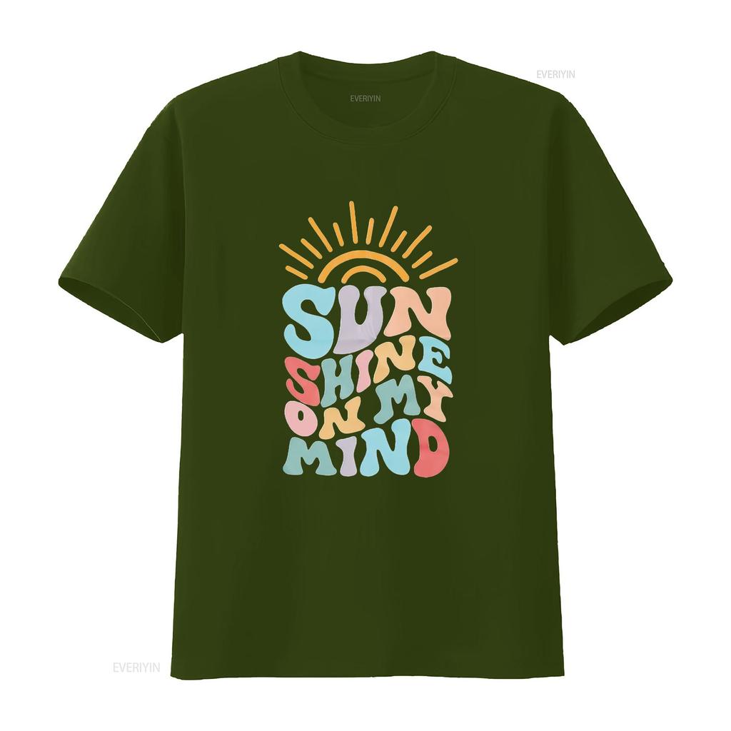 Sunshine T Shirt Unisex Funny Letters Print On My Mind Athletic Cute Summer Holiday Top Vintage Washed Versatile