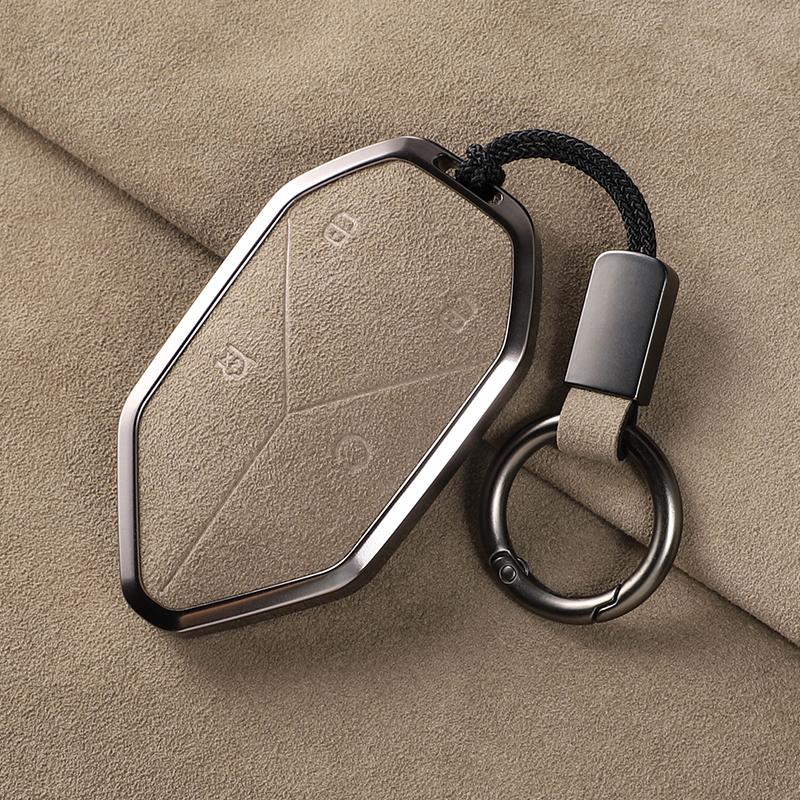 Alcantara Car Key Case Bag For BYD Equation Leopard 5 8 Titanium 7/ Titanium 3 KeyChain Interior Decor Accessories