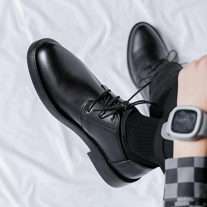 2025 new carved brock casual lace-up leather shoes men's low-top shoes trendy pointed men's leather shoes 2080-R