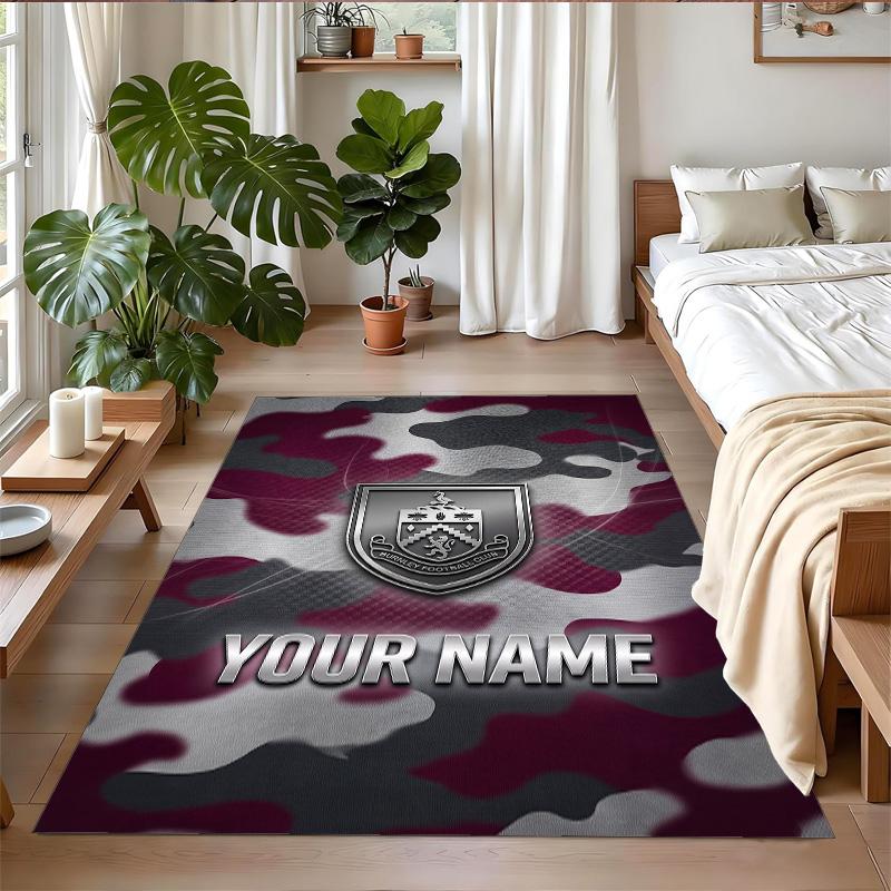 Crystal Velvet Rug Custom Name Text, Soft Non Slip Floor Mat Home DecorBurnley Football