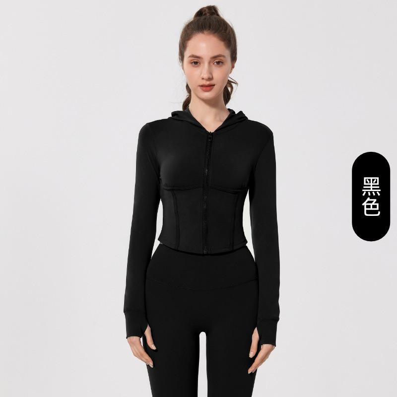 Women's Spring and Autumn Running Fitness Sports Slim Long Sleeve Hooded Yoga Wear Tops