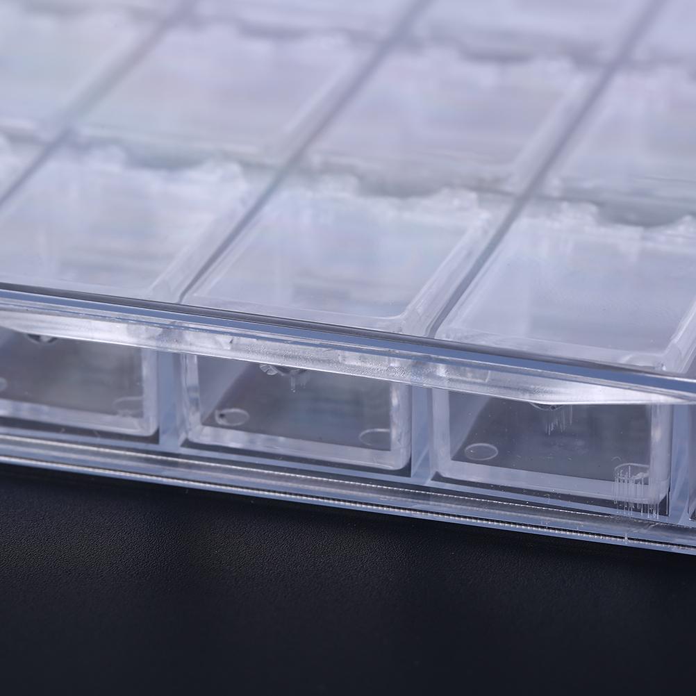 20 Grids Clear Nail Art Display Tray Glitter Rhinestone Decor Storage Box Case