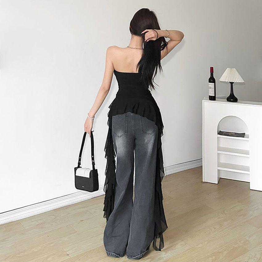 2025 Sofistikovaný bandeau top: Volánový střapec, Zeštíhlující, Nepravidelný design