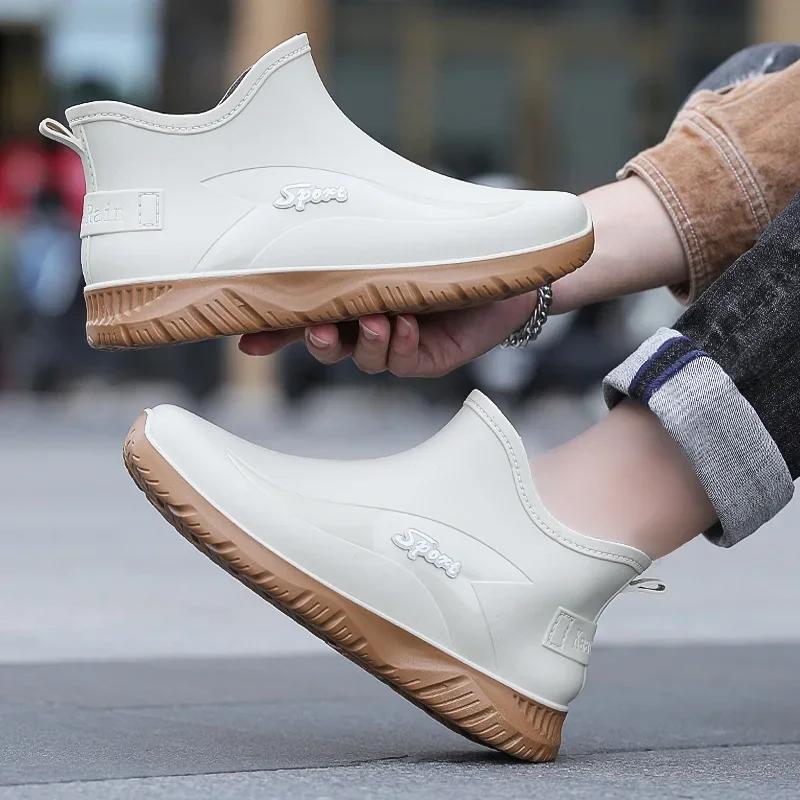 Men's Sports Anti Slip Rain Boots PVC Material, Solid Color, Outdoor Work Fishing Waterproof Boots for Men's Water Boots 2024