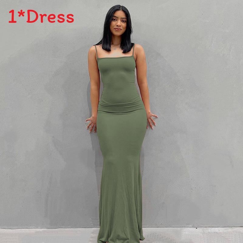 Solid Color Slim Fit Dress With Backless Design For Casual Wear