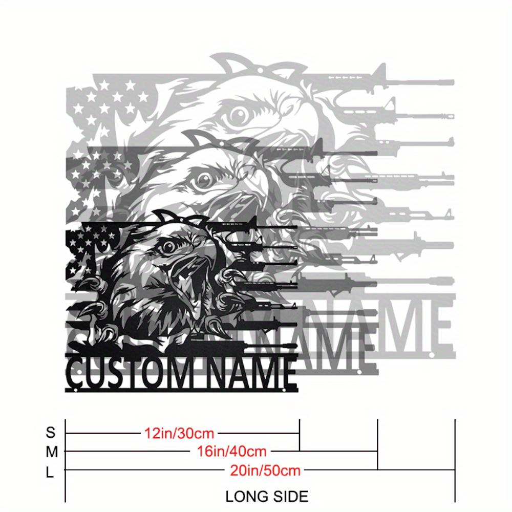 

Customizable Name Metal Wall Art Military Patriotic Decor Living Room Gift 30cm