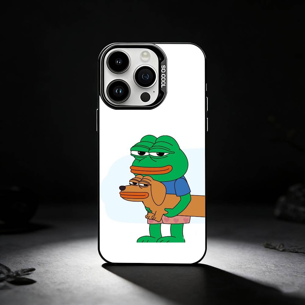 

Funny P-Pepe Frog Sad Phone Case For iPhone 17,16,15,14,13,12,11 Plus,Pro Max,XS,Colored silver phone case iPhone12