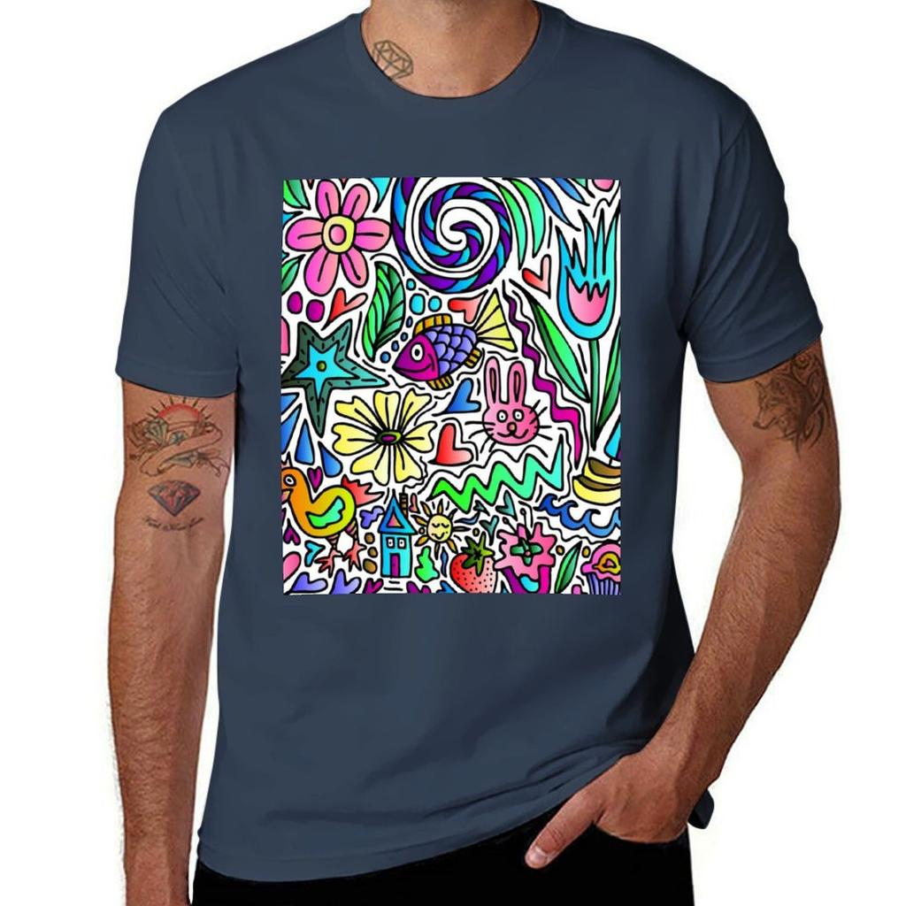 Happy little doodle TShirt Comfortable Daily Wear Tee