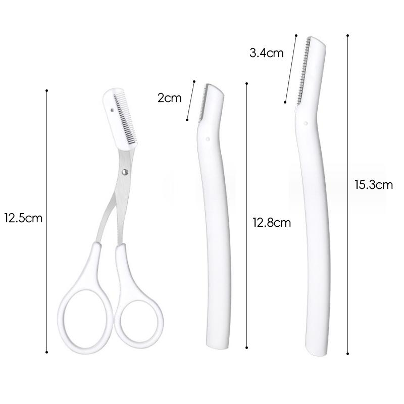 Beginner Safety Eyebrow Grooming Kit with Comb, Scissors, and Tapered Blade for Precision Trimming