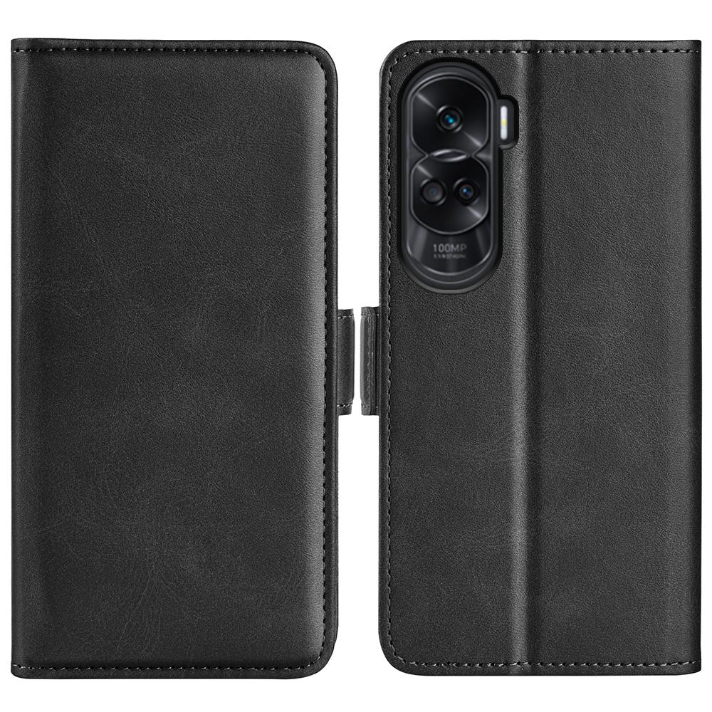 

Текстурный чехол-подставка из телячьей кожи для Honor 90 Lite 5G/X50i 5G, кожаный кошелек из ПУ, противоударный чехол для телефона Black