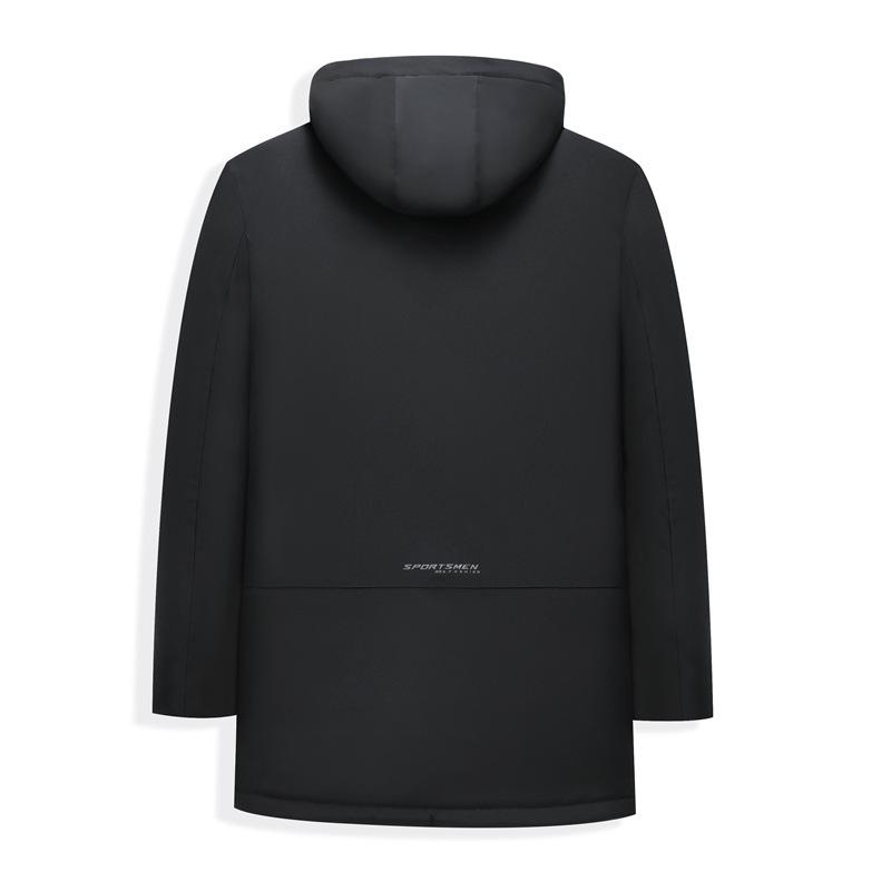 Herren Baumwolljacke mit abnehmbarer Kapuze, lässige, verdickte und warme mittellange Baumwolljacke