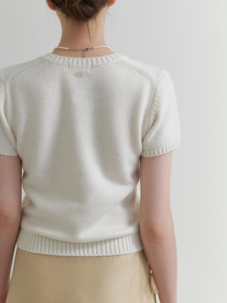 Liel Fav Half V Knit (Ivory)