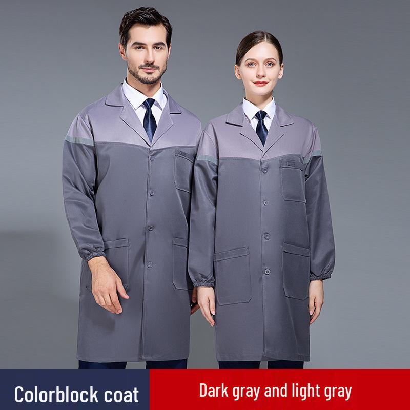 

Рабочее пальто с цветными блоками на заказ синего цвета: Прочная, износостойкая хлопковая униформа для грузчиков и складского использования XXXXL светло-серый/темно серый