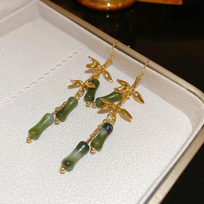 New Chinese Style Oil Drop Butterfly Flower Gourd Pearl Fringed Earrings Retro Ear Hook Light Luxury National Style Earrings Women