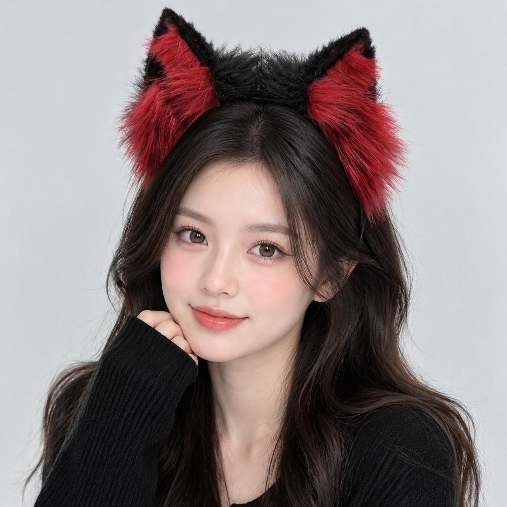 Furry Cat Ears Headband Plush Wolf Dog Hair Band Sweet Animals Hair Hoop Cosplay