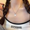 Trendy Simple Lace Small Love Necklace Women'S Light Luxury Design Heart-Shaped Pendant Collarbone Chain