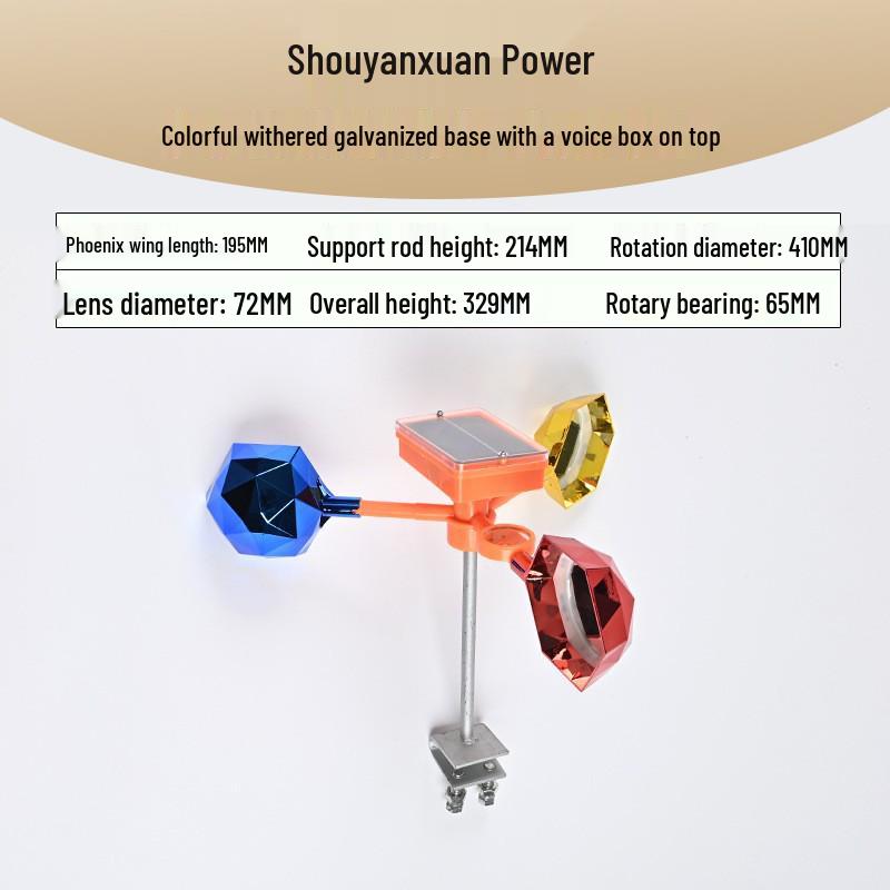 Wind-Powered Smart Bird Repeller with Light Sensor for Power Lines, Airports, and Orchards