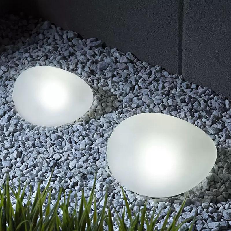 Solar Outdoor Stone Lamp Frosted Glass Ground Lamp, Garden Green Pebble Lamp, Wireless Decorative Garden Lawn Courtyard Lamp