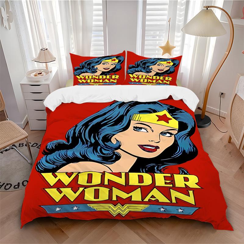 

3pcs Wonder Woman Bedding Set, Soft Polyester Duvet Cover and Pillowcases Machine Washable Seasons all suitable & Guest Room Decor282 135x200cm