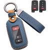 For Toyota Key Fob Cover Leather Car Key Case Keychain Fob Holder Compatible for Toyota Highlander Rav4 4Runner Camry Corolla Tacoma Tundra Sequoia