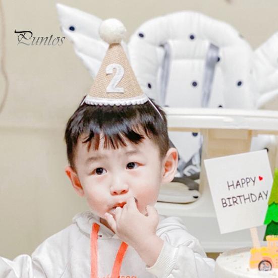 Bursdagshatt med pompongball Elastisk flettet Ingen deformasjon Bred bruksområder Dekorer lett nyfødt baby bursdagsfesthatt for barn