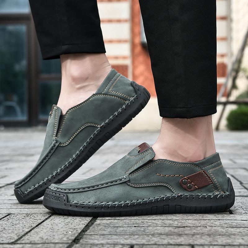 2024 Men's Spring Casual Korean Style Breathable Leather Moccasins - Trendy Handmade Large Size Shoes