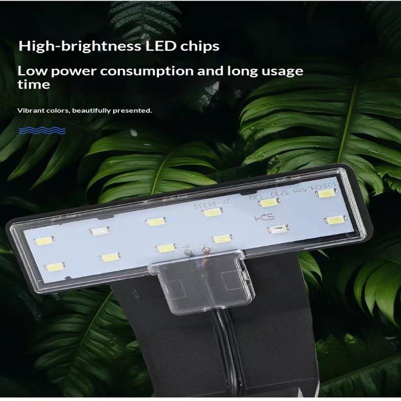 Ultra tenké LED světlo do akvária, připevnitelné světlo na akvárium se 3 barevnými režimy, jasná lampa s plným spektrem