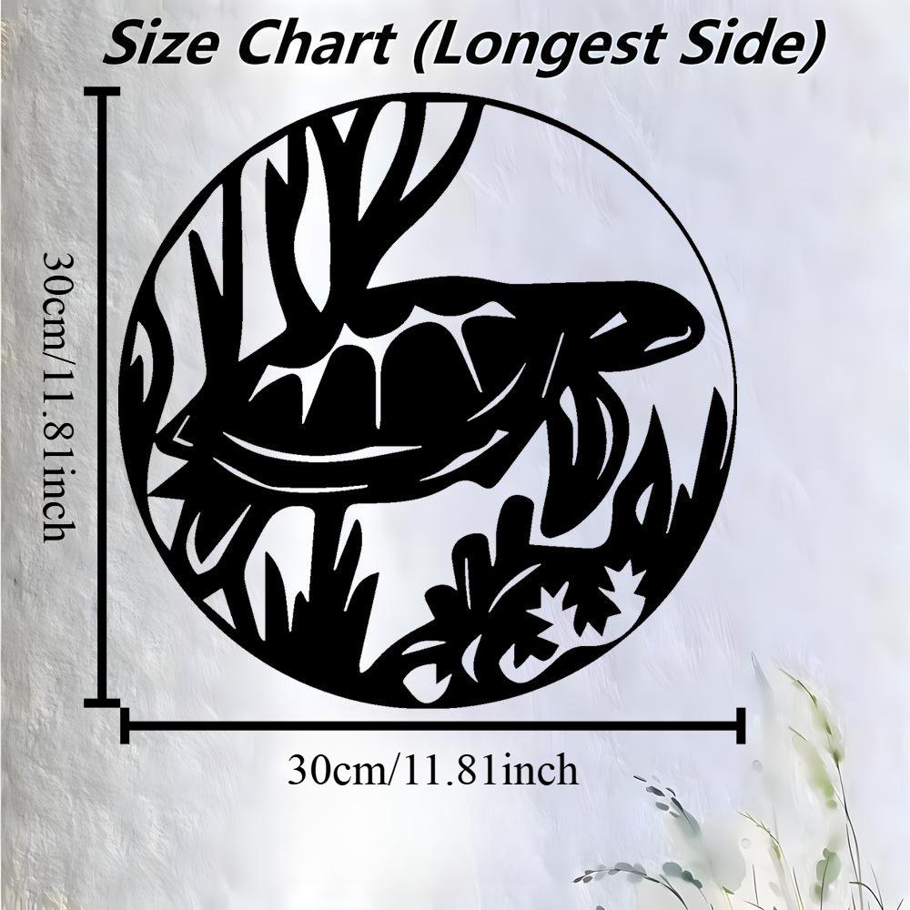 

2D Flat Laser Cut Black Iron Turtle Wall Art, Ocean Theme Seaweed Marine Decor for Aquarium Fish Bathroom Wet Area Office Room 30cm/12inch