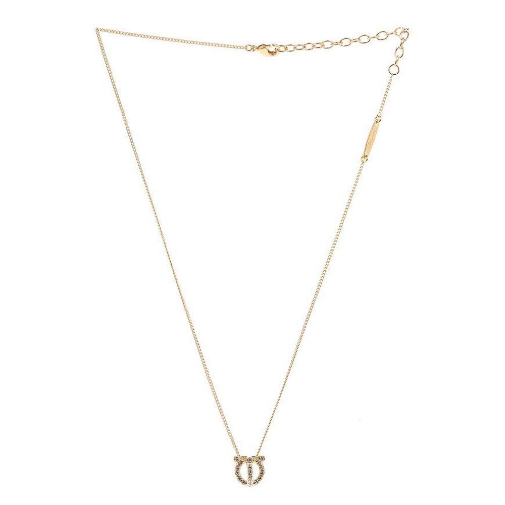 [Salvatore Ferragamo] Women's Gancio 3D Crystal Necklace 76 0399 Orgiov 0736244 106175