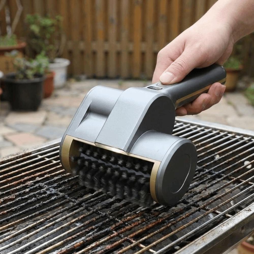 with LED Light Electric Grill Cleaning Brush Stainless Steel Roller Grill Brush  Kitchen
