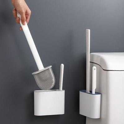 Scopino per WC in silicone traspirante 2 in 1 Spazzole per pulizia WC con supporto per set di accessori da bagno da pavimento